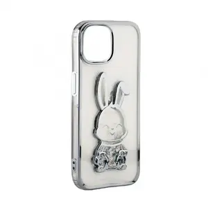 Silikona maciņš iLike priekš iPhone 15 Pro — Print Desire Rabbit, sudraba
