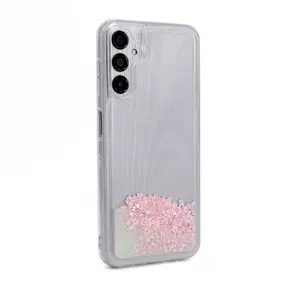 Силиконовый чехол для Samsung Galaxy A14 5G — водяные блёстки, розовый, мягкий защитный