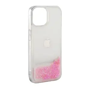 Protective silicone case iLike for iPhone 11 — water glitter, pink