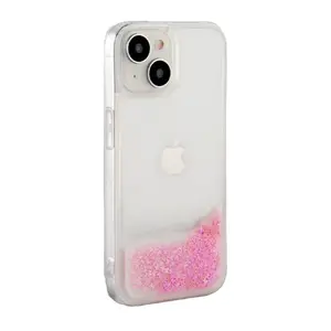 Silicone Case iLike for iPhone 15 — Water Glitter Pink