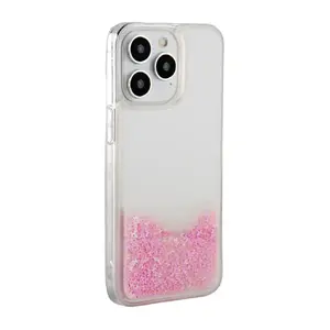 Силиконовый чехол iLike для iPhone 15 Pro Max — жидкий блёстки, розовый