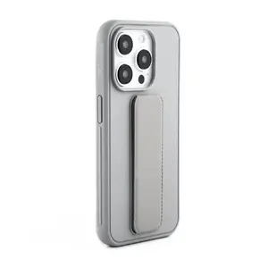 Silikona maciņš iPhone 15 Pro no iLike ar statīvu, sudraba
