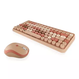 KeySonic KSKM-5200M-RF tastatūra Pele iekļauta RF Bezvadu QWERTZ Vācu Bēšs, Brūns, Rozā