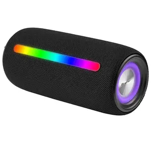Stereo portable speaker TRACER Stripe Black — 10 W RMS, Bluetooth/Wired, USB-A & USB-C, MicroSD, built-in battery (up to 5 h)
