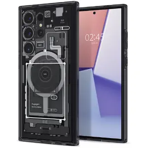 Vāciņš Spigen Ultra Hybrid Metal Ring Zero One (MagFit) priekš Galaxy S24 Ultra — PC+TPU, 6.8" (melns/ pelēks)