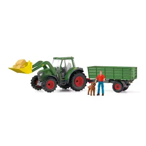 Трактор с прицепом Schleich FARM WORLD 42608 Черный Зеленый Красный Желтый