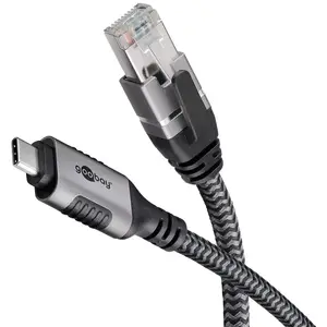 Переходник Goobay USB C RJ-45 1м Черный Серебристый
