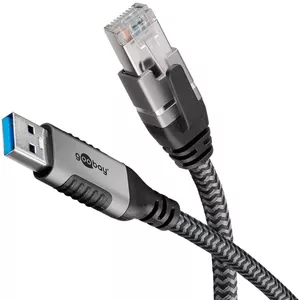 Goobay Cable Gender Changer USB A RJ-45 1m Black Silver