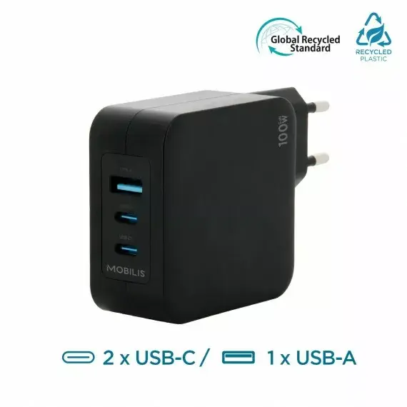 Lādētājs Mobilis 100W 2USB C 1USBA Photo 2