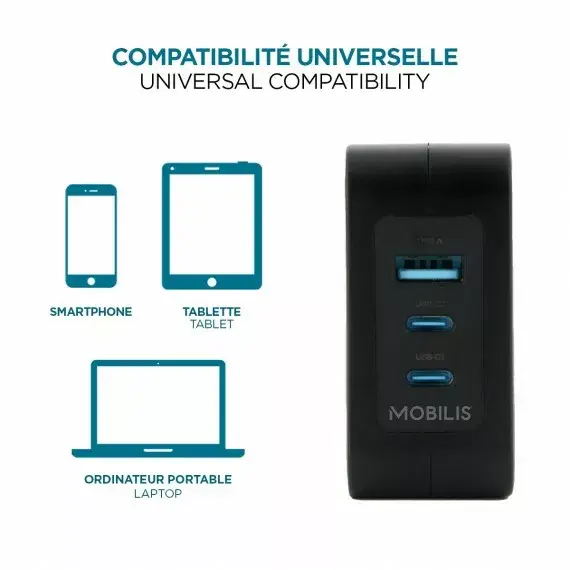 Lādētājs Mobilis 100W 2USB C 1USBA Photo 4
