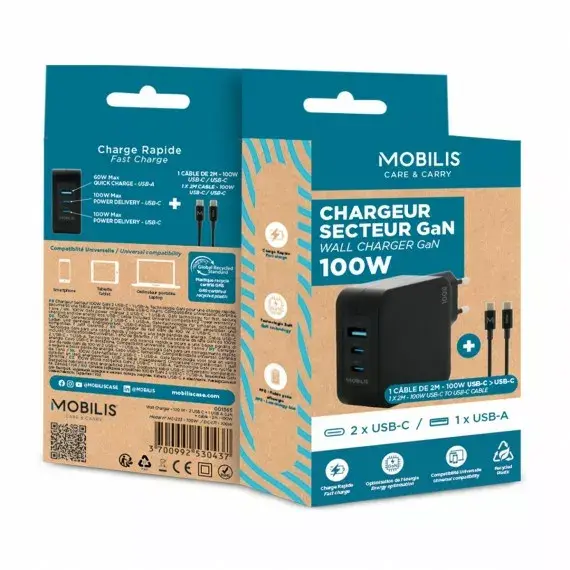 Lādētājs Mobilis 100W 2USB C 1USBA Photo 7