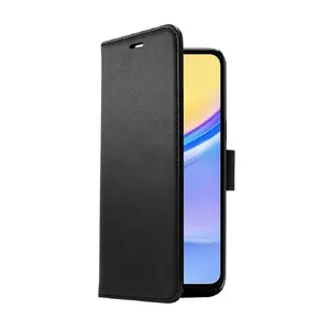 Screenor 27796 Maka tipa vāciņš Samsung Galaxy A15 5G melnā krāsā no mākslīgās ādas un TPU ar 2 karšu kabatām
