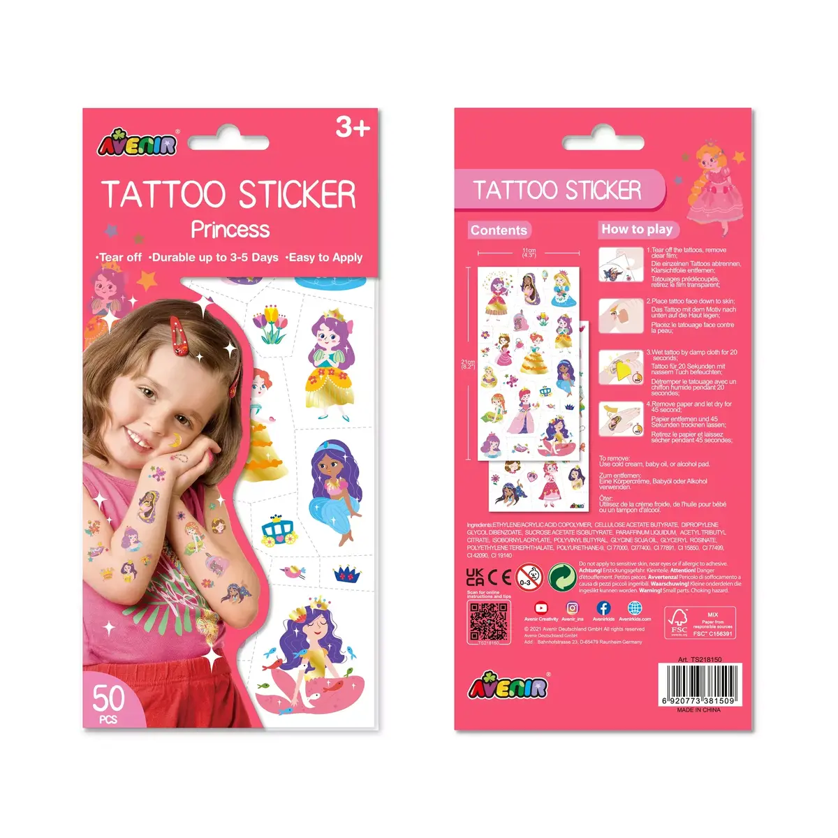 Pagaidu tetovējuma uzlīme AVENIR Tattoo Sticker Princess Photo 2