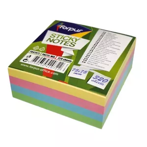 Sticky notes FORPUS FO42072 75×75 mm, pack with 4 pastel colors