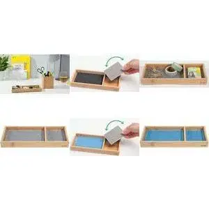 Pen holder sigel Eyestyle Bamboo Light Grey/Black with 2 textile liners