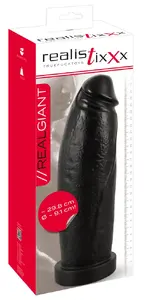 Dildo Realistixxx Real Giant silicone, flesh color, total length 29.8 cm, insertion 27.5 cm, Ø max 9.1 cm