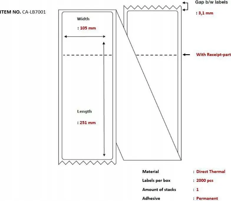 Capture CA-LB7001 Printer Labels Photo 2