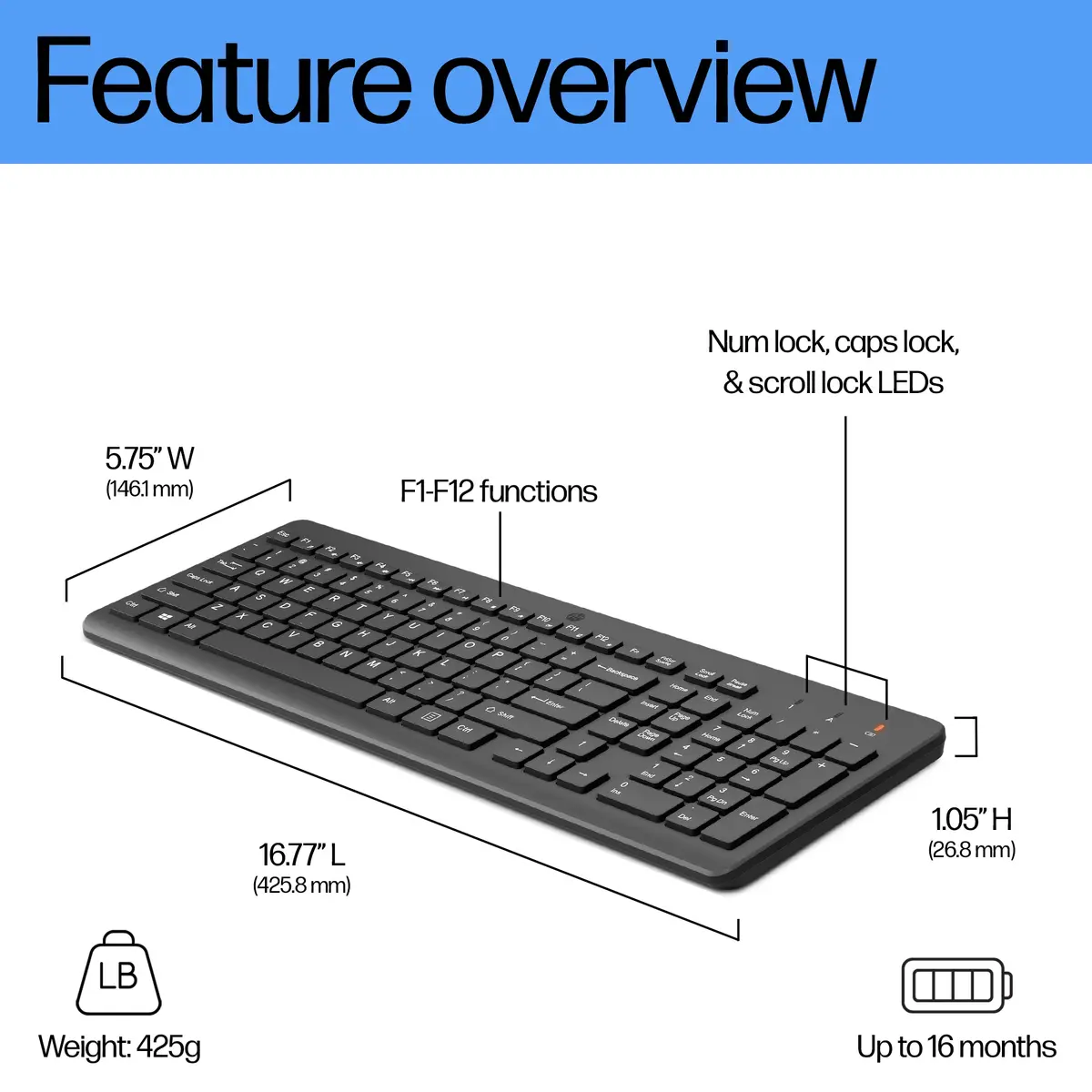 HP 225 Bezvadu tastatūra Photo 5