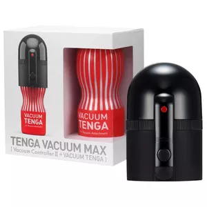 Masturbators TENGA Silicone Black ar Vacuum Controller II un Vacuum Cup — automātiska sūkšana, uzlādējams, kauss 15 cm, iekš. Ø 4.5 cm