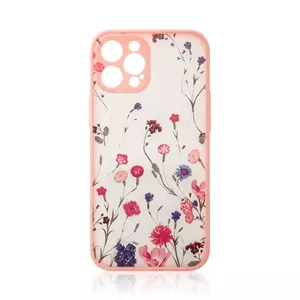 Phone silicone back case Riff for Apple iPhone 12 Pro Max with pink flower design