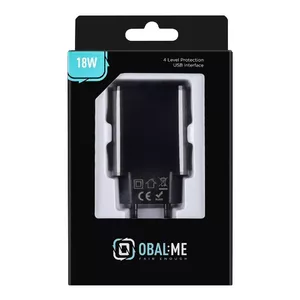 Wall charger Obal:Me 18W USB-A Black — 18W output, single USB-A port