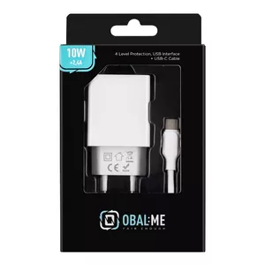 Wall Charger Obal:Me 10W1UWH-C 10W USB-A with 1m USB-A to USB-C Cable, White