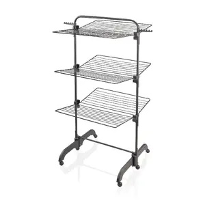 Clothes horse Leifheit Seaford Black — drying space 42 m, W760×D700×H1450 mm, foldable with wheels