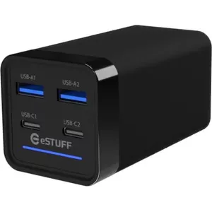 Зарядное устройство для мобильных устройств eSTUFF ES635200 Универсальное Черное 2 USB Type-C