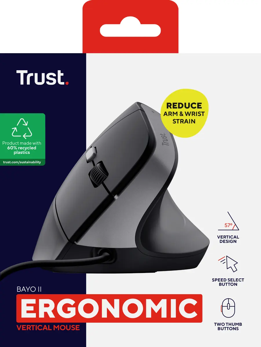 Вертикальная проводная мышь Trust Bayo II Photo 9
