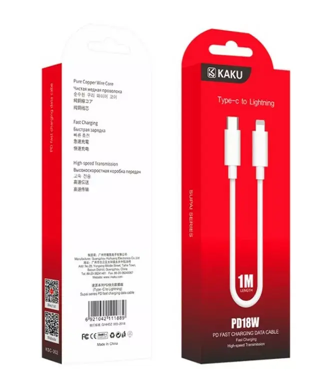 iKaku KSC-302G USB-C на Lightning 18W PD 1 м Photo 5