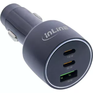 USB car power adapter InLine 31502A 2x USB-C QC USB-A black