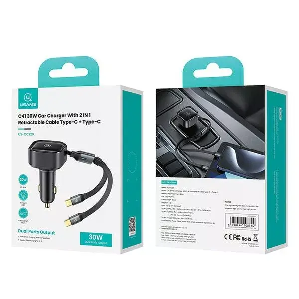 Автозарядка usams C41 2x USB-C 30W Photo 6