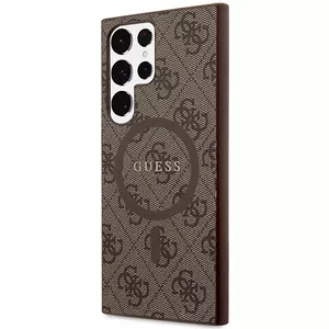 Guess GUHMS24LG4GFRW Hardcase for Samsung Galaxy S24 Ultra Leather Metal Logo MagSafe Brown