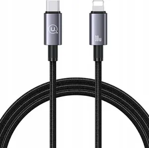 USB-C to Lightning Cable usams SJ662USB01 — 30W fast charging, 1.2 m, steel/tarnish finish