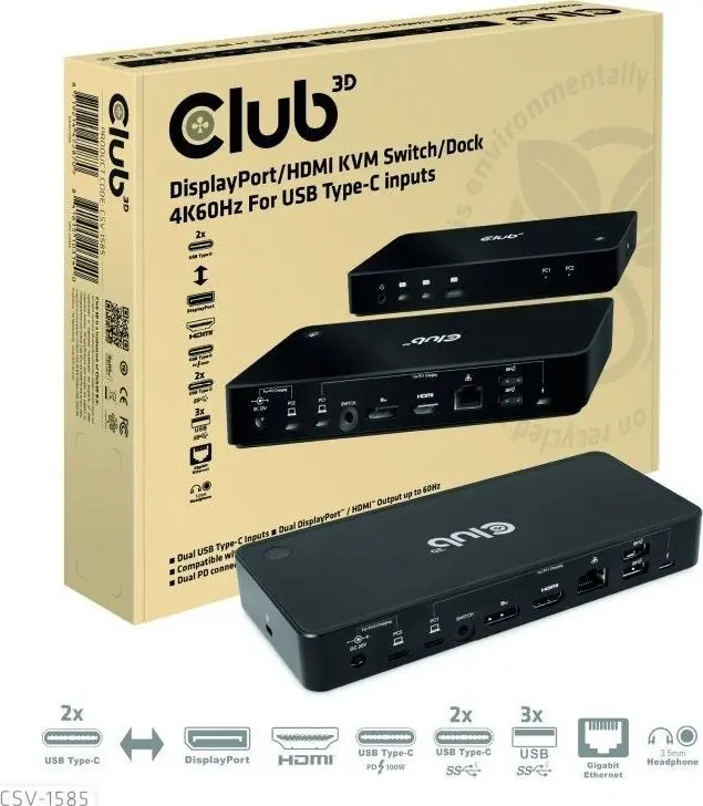 Club 3D CSV-1585 DisplayPort un HDMI