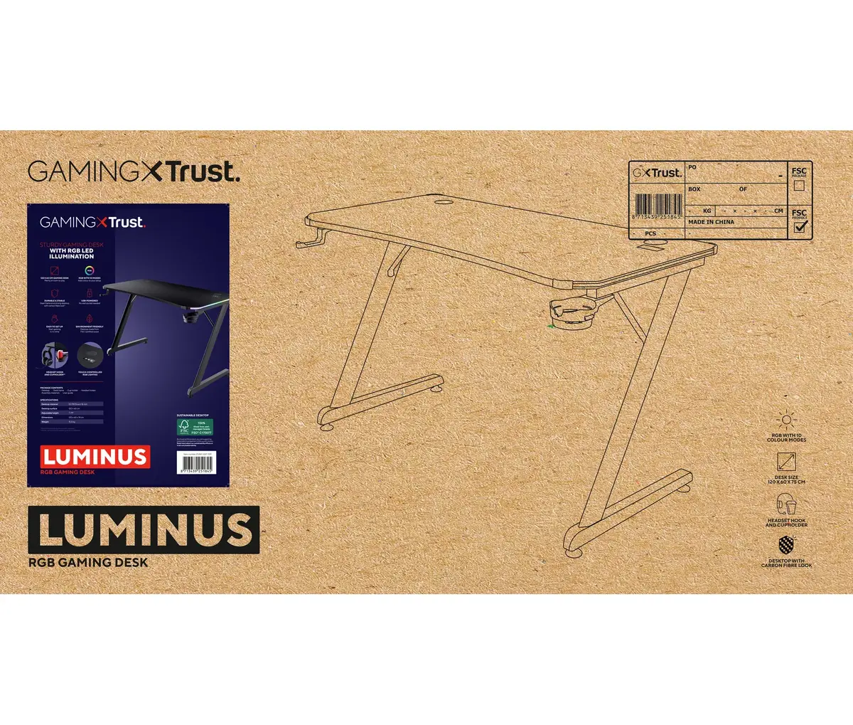 Прямоугольный стол TRUST GXT 709 LUMINUS Black Photo 9