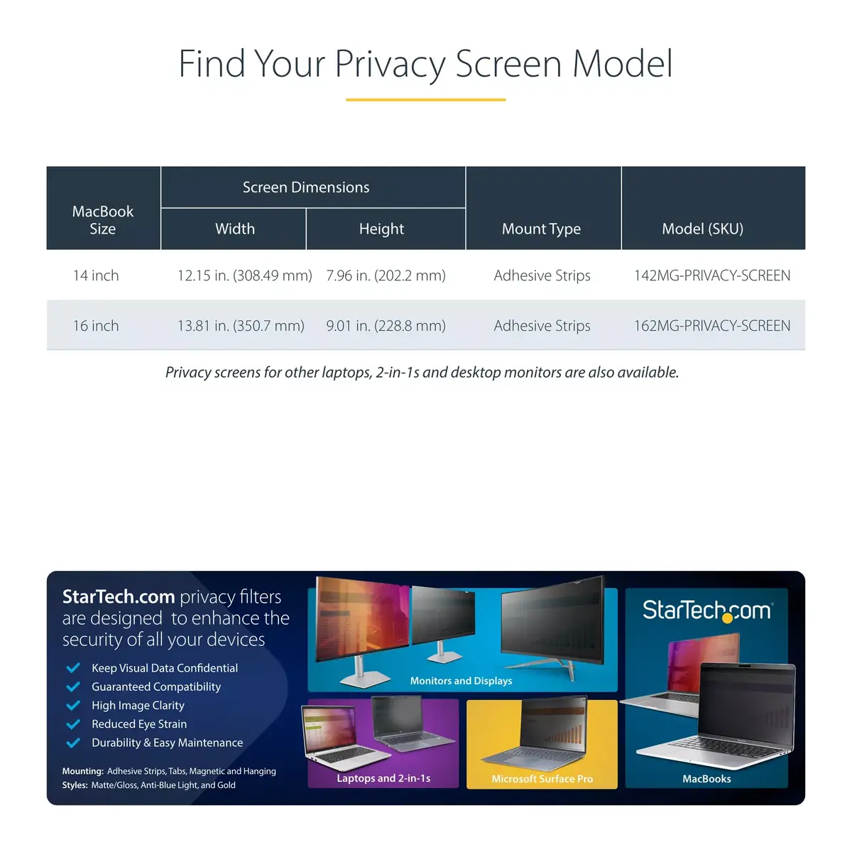 Фильтр конфиденциальности StarTech.com 16-дюймовый MacBook Pro Photo 12