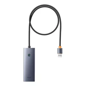 USB hubs Baseus B0005280B811-04 — 4 USB 3.0 porta ar USB‑C barošanas ieeju, 50 cm kabelis, pelēks