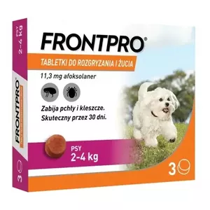 Таблетки для собак FrontPro от блох и клещей 11,3 мг — упаковка 3 шт. для собак 2–4 кг