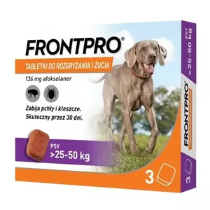 Таблетки от блох и клещей FrontPro для собак 25-50 кг, 136 мг, 3 штуки