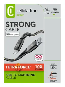 Cellularline Tetra Force Cable Lightning to USB A 1.2m Black