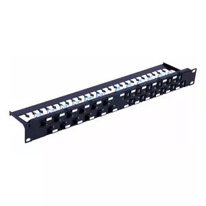 Patch Panel Techly 24 Ports RJ45 Cat.6A Inclined Output 1U Black