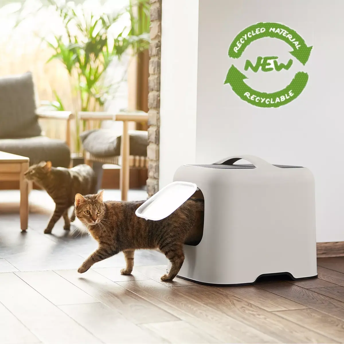 Hooded litter box Rotho BIALA Beige Photo 2
