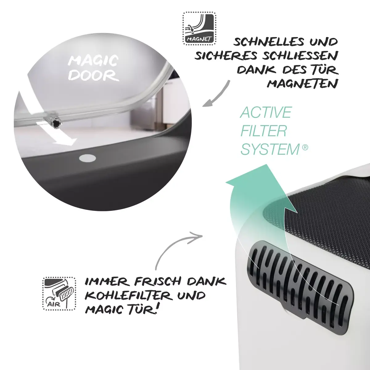 Hooded litter box Rotho BIALA Cat White Photo 3