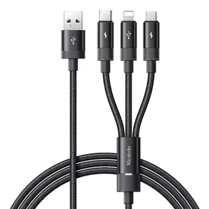 3v1 USB-uz USB-C / Lightning / Micro USB kabelis, Mcdodo CA-5790, 3,5A, 1,2 m (melns)