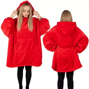 Hoodie blanket Springos HA7321 oversized red — soft warm wearable blanket