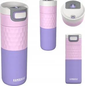 Termokrūze Kambukka Etna Grip 500 ml — izolēta ceļojumu krūze, nerūsējošā tērauda iekšpuse, hermētiska, bāli violeta