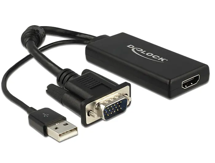 Kabelis DeLOCK 0.25m VGA+USB2.0-A/HDMI