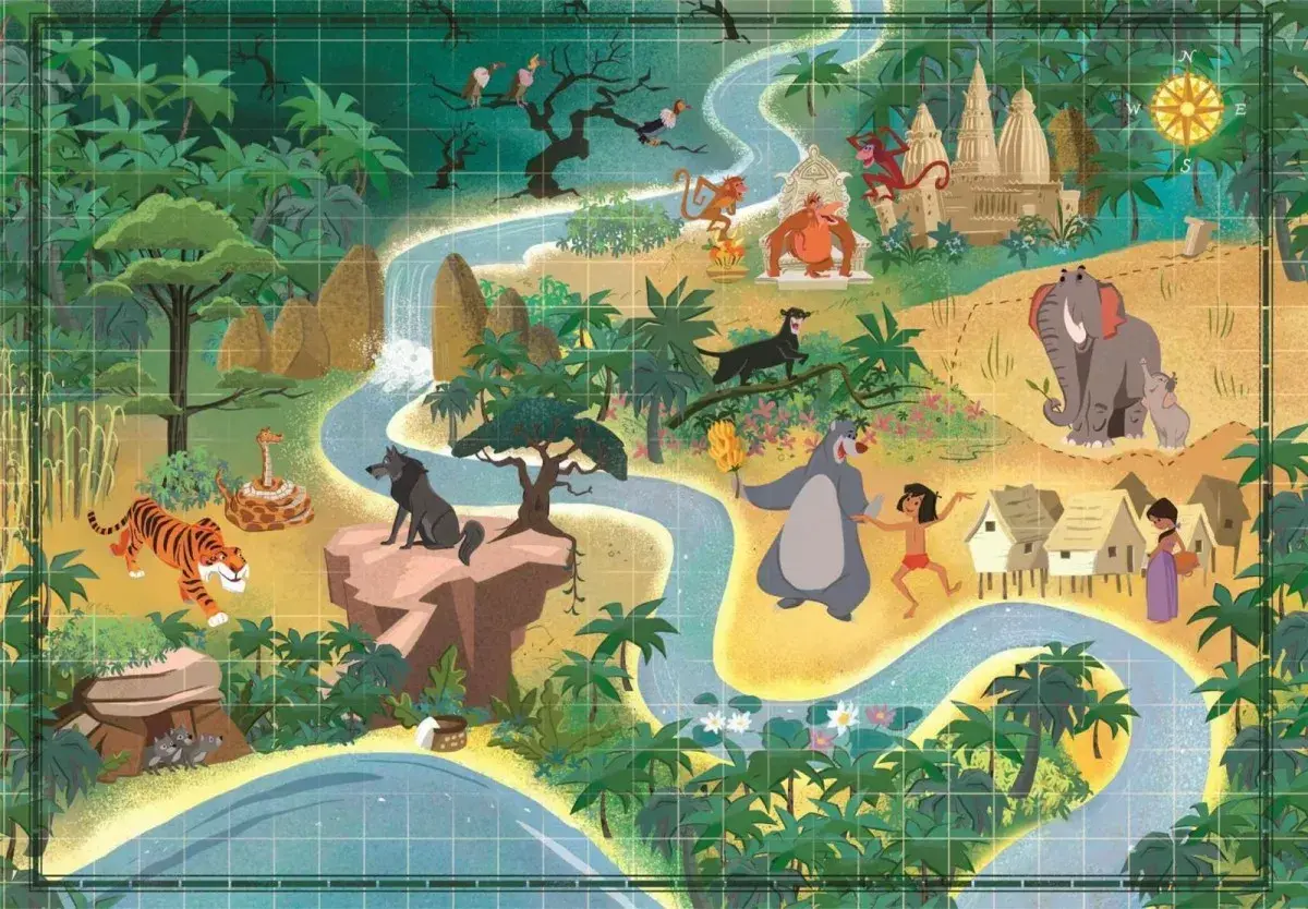 Puzzle 1000 gab. Clementoni — Story Maps: The Jungle Book Photo 2