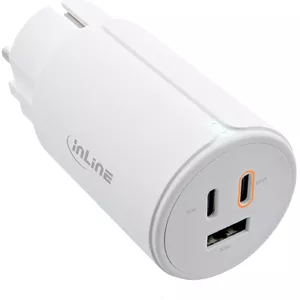 InLine USB PD power supply GaN charger 3-port 65W white